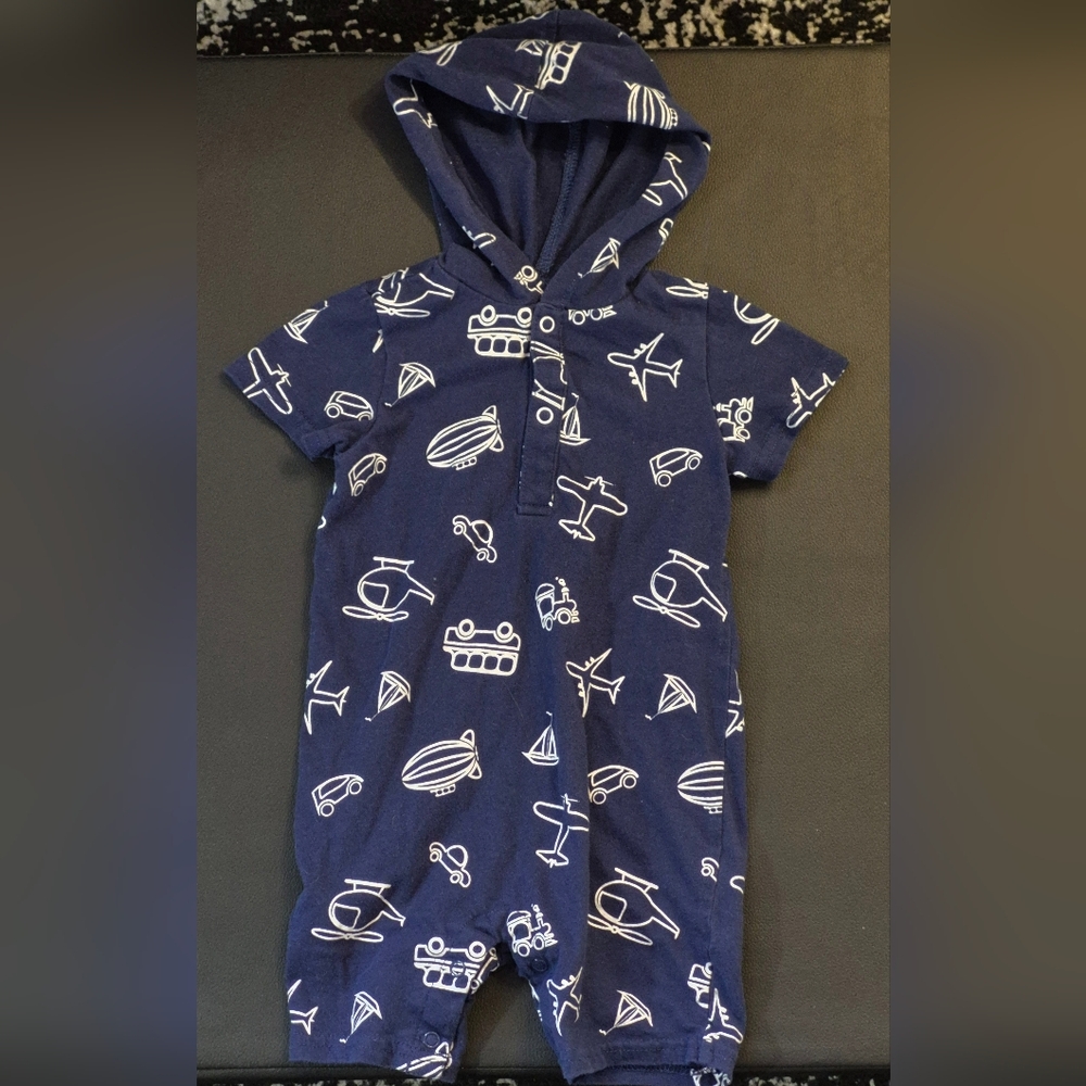 First Impressions Dark Blue Baby Outfit With Cute Pattern